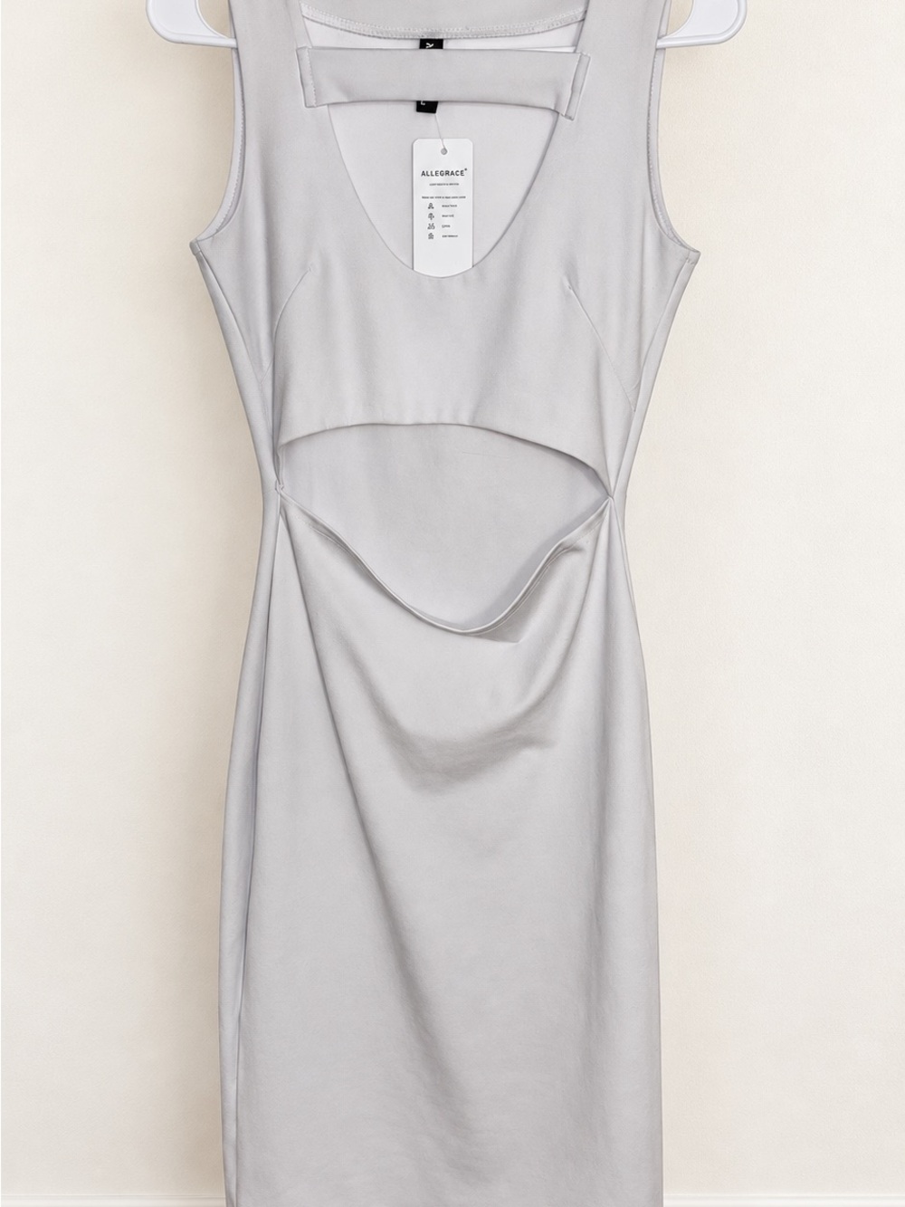 ALLEGRACE Silver Cutout Midi Dress for Women